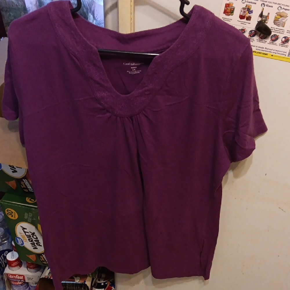 Croft & Barrow Purple Short Sleeve T-Shirt